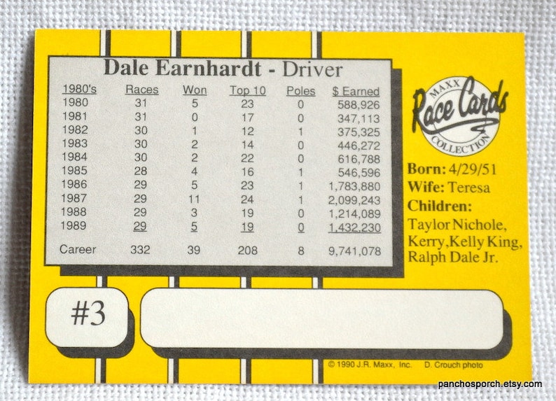 Dale Earnhardt No 3 NASCAR Racing Card 1990 Maxx Dale Vintage | Etsy