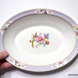 Vintage Johnson Bros Oval Serving Bowl: Birds & Floral Indian Tree
