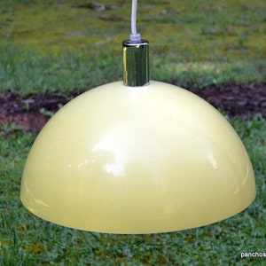 Vintage Mod Hanging Light Fixture Retro Plastic Dome Chandelier Modern Home Decor Progressive Lighting PanchosPorch