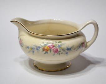 Homer Laughlin Ferndale Creamer CRACK Floral Eggshell Nautilus 1940's Vintage Dinnerware