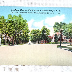 Vintage NEW JERSEY carte postale East Orange Park Avenue Washington Street monument carte postale souvenirs papier éphémères PanchosPorch