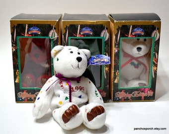 Vintage Limited Treasures Holiday Bear Set(3): 1998-99 Collectible Plush Toys