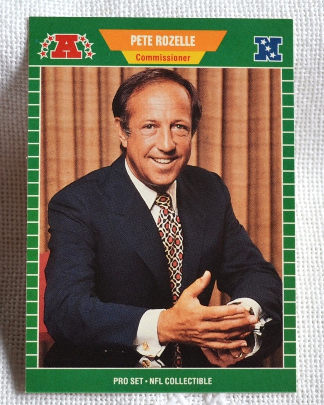 Pete Rozelle Football Card 1 NFL Commissioner 1989 Pro Set 1980s NFL