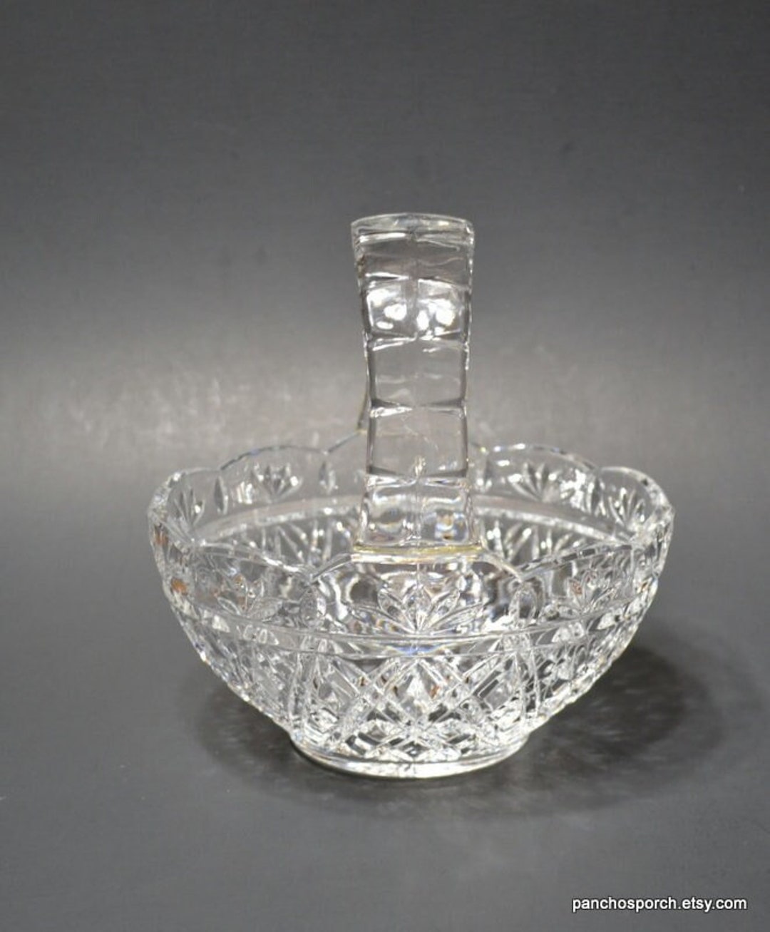 Vintage Crystal Basket With Handle Candy Dish Decorative Clear Etsy