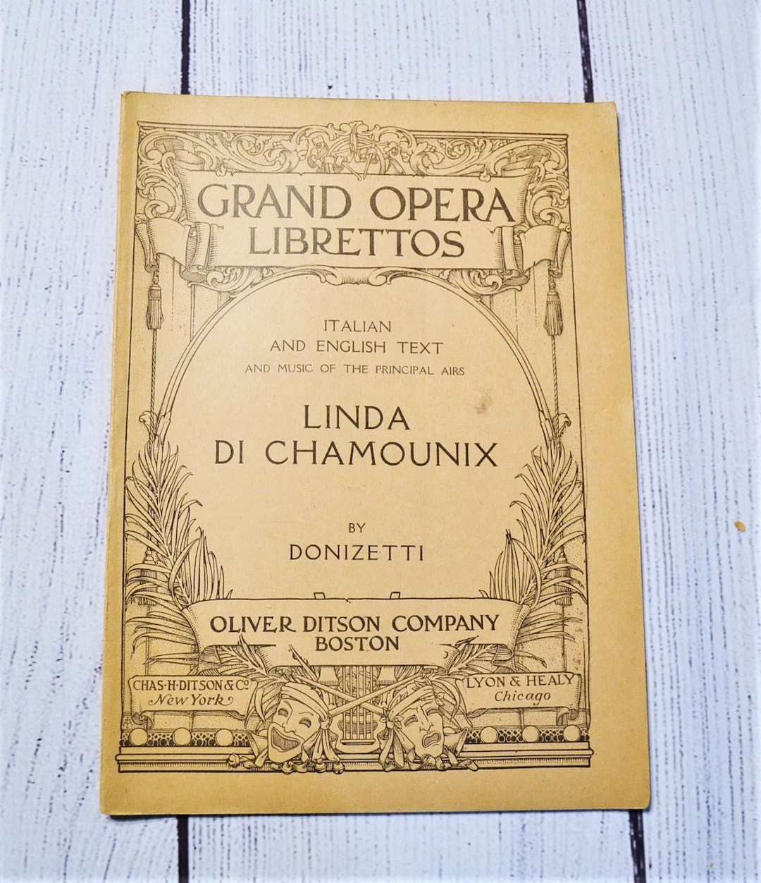 Vintage Grand Opera Libretto Linda Di Chamounix Old Script Music ...