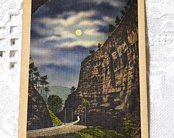 Vintage Virginia Postcard: Natural Tunnel at Night, Gate City Souvenir