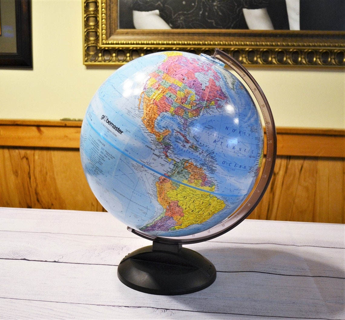 Vintage Globemaster 12 inch World Globe Plastic Stand Rotating Etsy