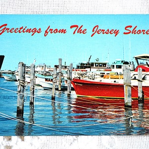 Vintage NEW JERSEY carte postale Jersey Shore bateaux de pêche vacances d'été carte postale souvenirs papier éphémères PanchosPorch