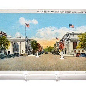 Vintage PENNSYLVANIE carte postale Waynesboro Pubic Square West Main Street Americana carte postale souvenirs papier éphémères PanchosPorch