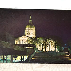 Vintage carte postale GEORGIE Atlanta State Capitol Building scène de nuit carte postale Americana souvenirs papier éphémères PanchosPorch
