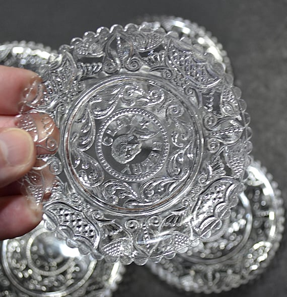 Vintage Henry Clay Clear Glass Dish Set of 5 Butter Pat Trinket Dish Coaster