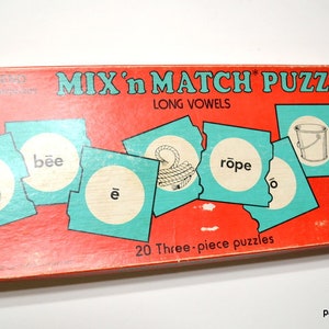 Vintage Mix N Match Puzzles Complete Long Vowels Trend Enterprises Childrens Learning Toy Picture Puzzle  Panchosporch