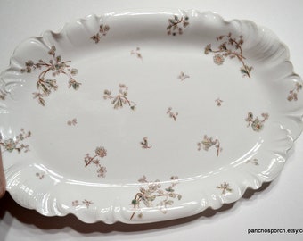 Vintage CFH GDM Floral Platter Large Oval Serving Platter Scallop Rim Charles Field Haviland Antique China Limoges France PanchosPorch