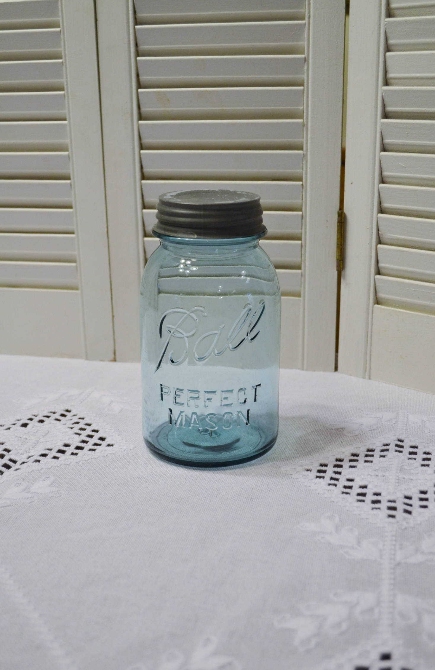 Vintage Ball Blue Canning Jar 1 Quart Zinc Lid Perfect Mason Etsy