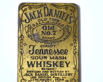 Vintage Jack Daniels Belt Buckle Gold Tone Metal Brass Advertising Tennessee Whiskey Country Western Cowboy RJ Mens Accessory PanchosPorch