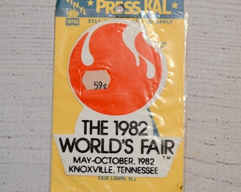 Vintage 1982 Worlds Fair Vinyl Sticker - Knoxville Tennessee Souvenir