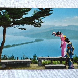 Vintage JAPAN Postcard Amanohashidate Scenic View Geishas Post Card Memorabilia Tourism Paper Ephemera PanchosPorch