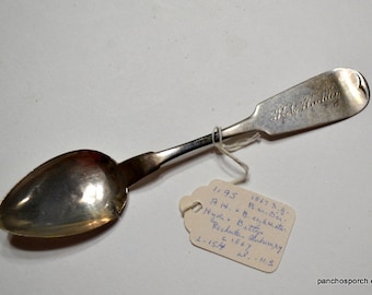Antique Coin Silver Spoon: 1867 Hyde & Bettys, Engraved