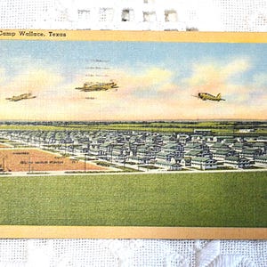 Vintage TEXAS carte postale Camp Wallace soldat lettre à la maison 1942 Seconde Guerre mondiale carte postale souvenir militaire souvenirs papier éphémères PanchosPorch