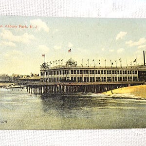 Vintage ASBURY PARK carte postale New Jersey Casino Beach Boardwalk 1909 Americana carte postale souvenirs papier éphémères PanchosPorch