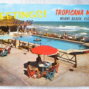 Carte postale vintage Floride Tropicana Motel Miami Beach souvenir carte postale inutilisée souvenirs papier publicitaire éphémères PanchosPorch