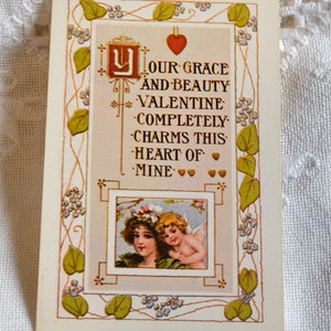 vintage VALENTINE Carte postale Romantique Grâce Beauté Charme Coeur Chérubin Carte postale Souvenirs Papier Éphémère PanchosPorch