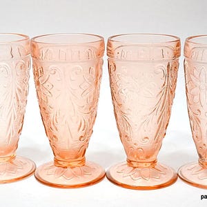 Vintage Tiara Pink Sandwich Glass Iced Tea Tumblers - Set of 4