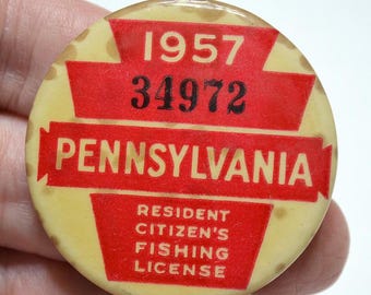 Insigne Permis De Pêche Pennsylvanie 1936 - Vintage, Bouton épingle, Sans Papier