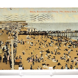 Vintage ASBURY PARK carte postale New Jersey Beach Boardwalk Fishing Pier 1905 Americana carte postale souvenirs papier éphémères PanchosPorch