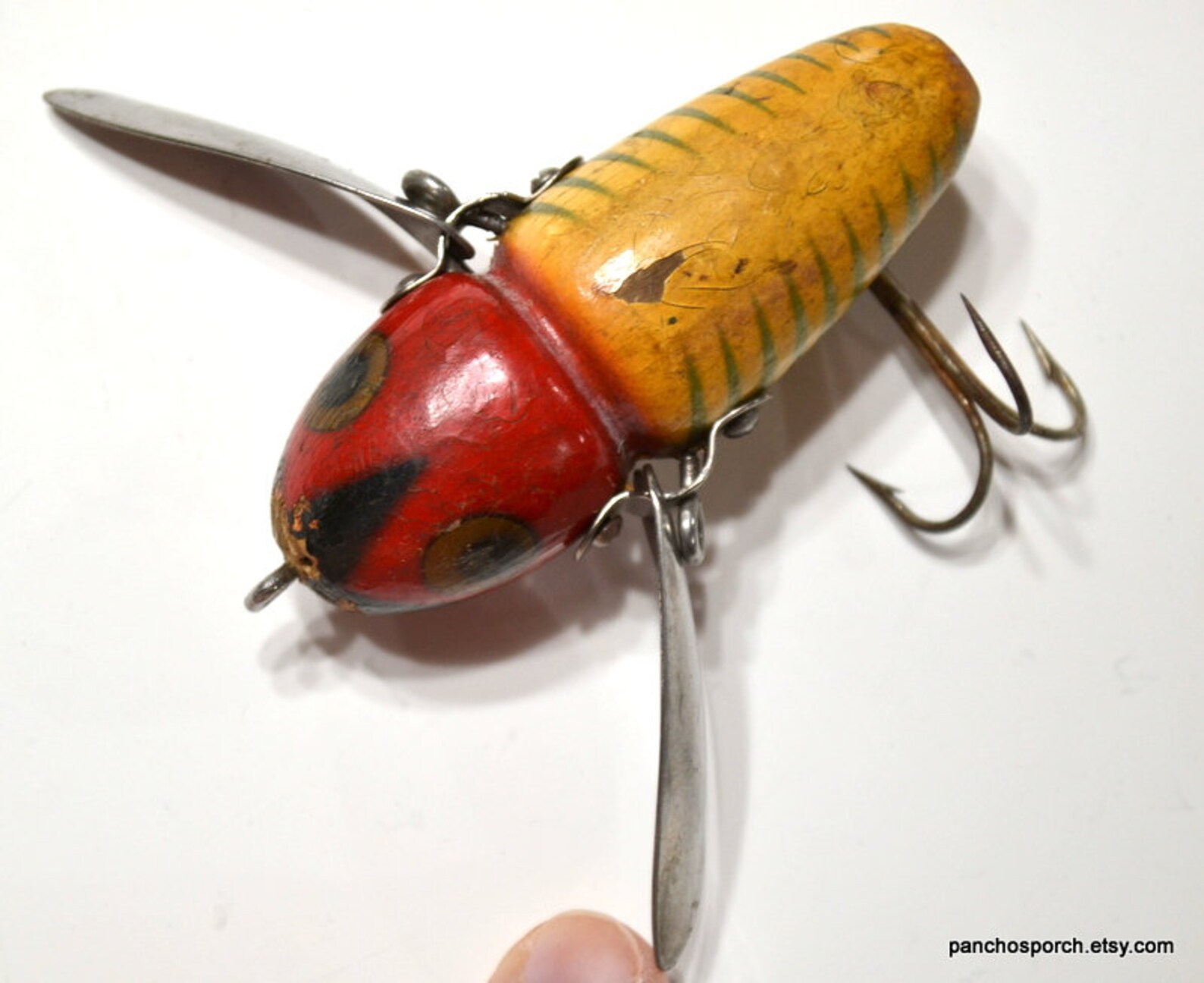 Vintage Heddon Crazy Crawler Fishing Lure Original Wood Metal Etsy