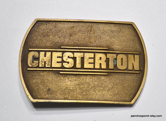 Vintage CHESTERTON Oilfield Belt Buckle: Brass Tone Cowboy Accessory