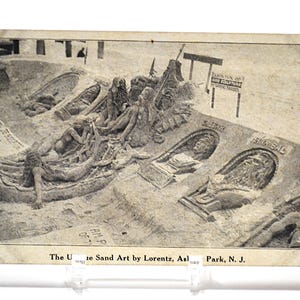 Carte postale vintage ASBURY PARK, New Jersey, art du sable par Lorentz, sculpture, plage, souvenir, carte postale, souvenirs, papier, éphémères, PanchosPorch