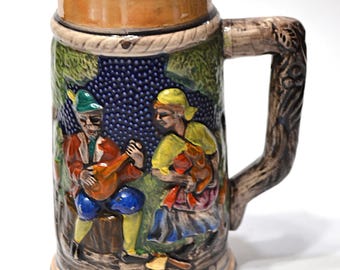 Vintage Beer Stein Man Woman Couple Castle Design Oktoberfest Mug Home Bar Decor