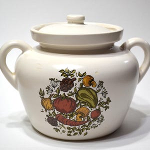 Vintage Spice Delights McCoy Pottery Cookie Jar with Lid Retro Vegetable Pattern