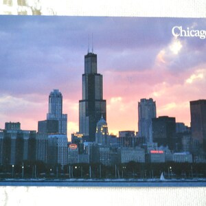 Vintage CHICAGO carte postale Skyline Lakefront Summer Silhouette Illinois carte postale vacances souvenirs, papier éphémère PanchosPorch