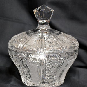 Vintage CRYSTAL Bowl With Lid Heavy Clear Cut Crystal Candy Dish Il 300x300.6178121908 Iuh7