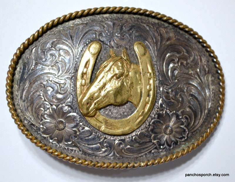 Vintage Montana Silversmiths Belt Buckle Silver Plate Horse Head