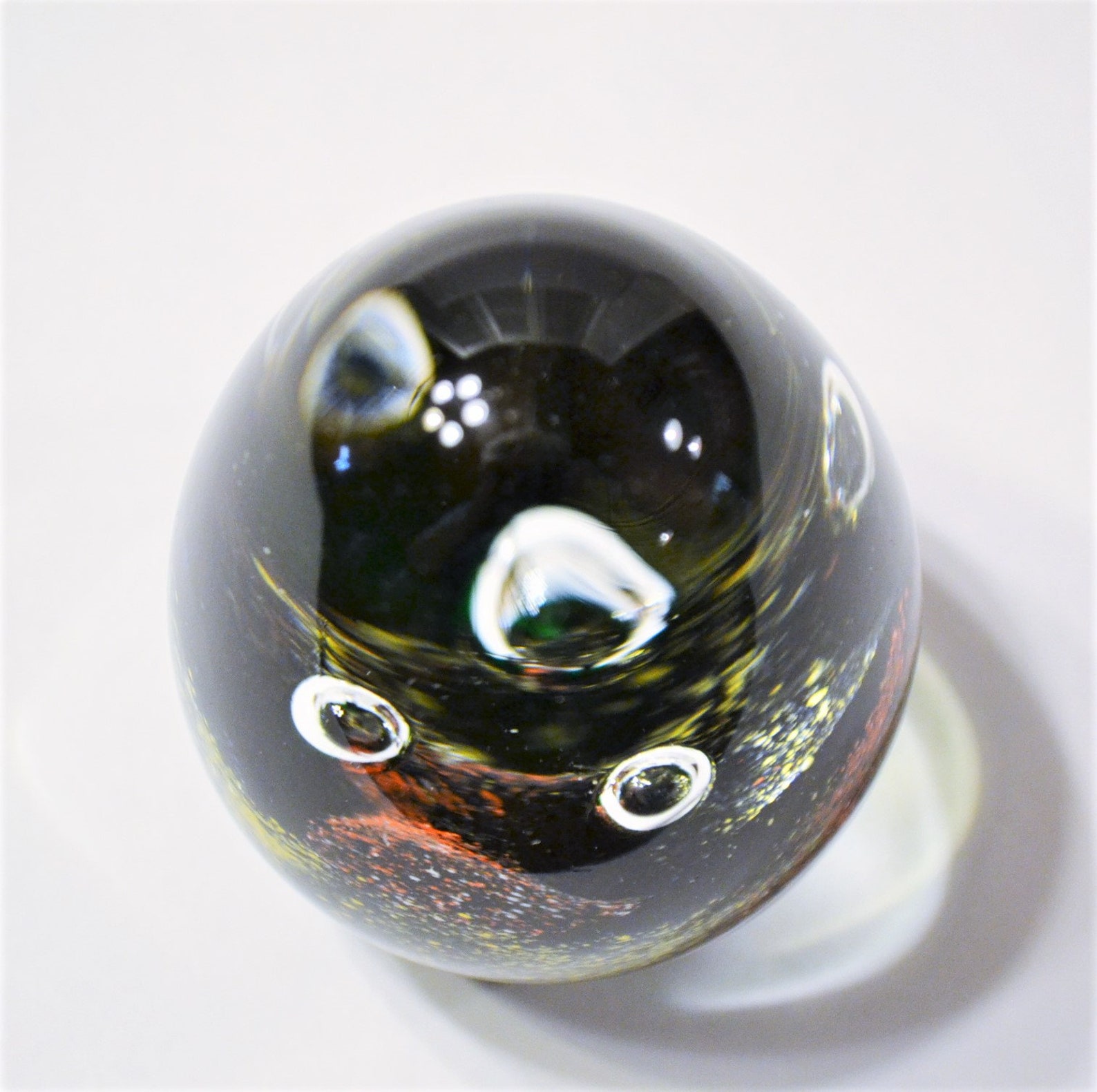Vintage Egg Shaped Glass Paperweight Bubbles Color Flecks Etsy
