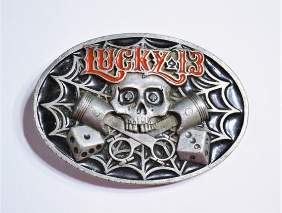 Vintage Lucky 13 Buckle Dice Skull 