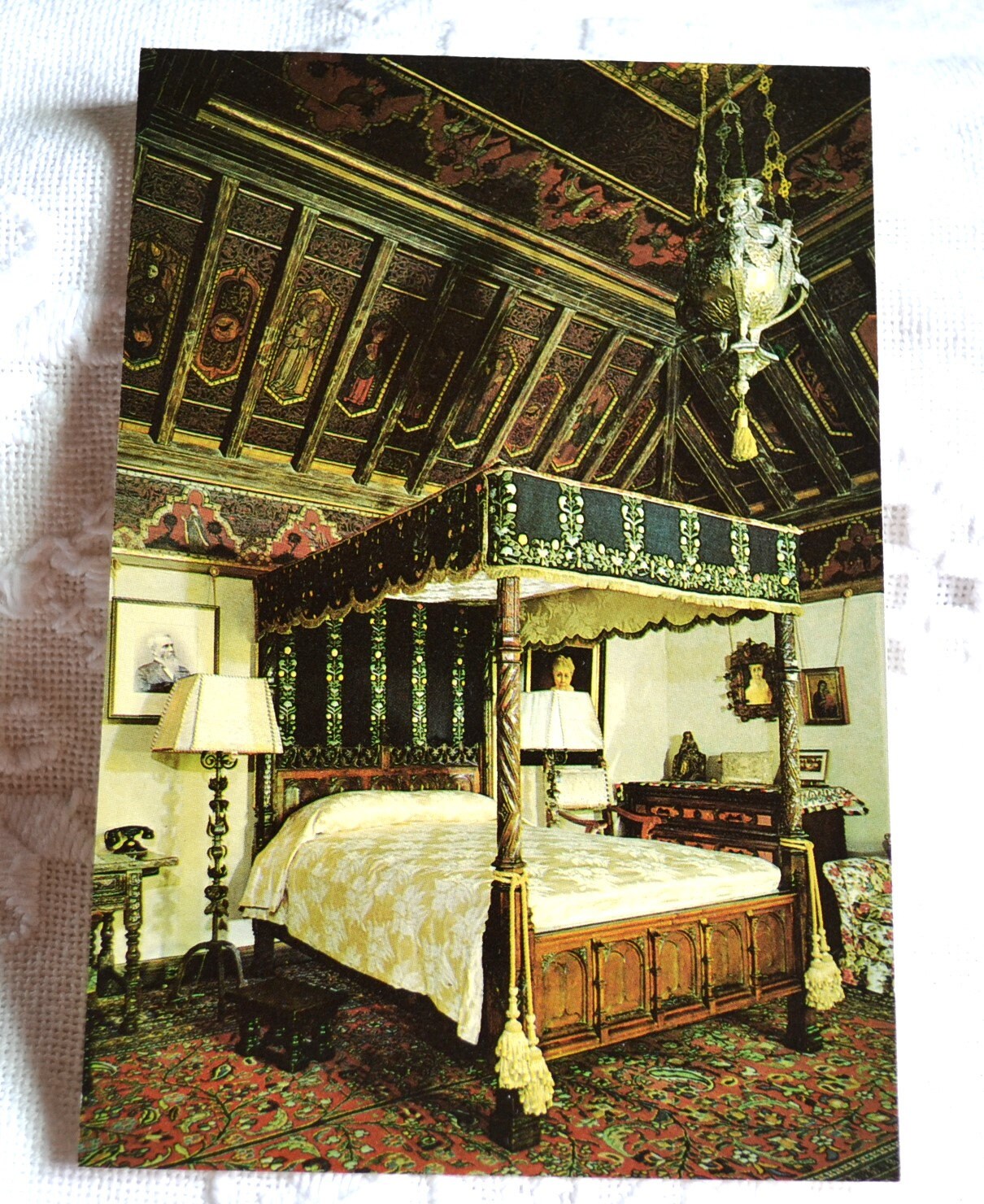 Vintage CALIFORNIA Postcard Hearst Castle Bedroom San Simeon Post