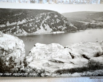 Vintage WISCONSIN Postcard Prospect Point Devils Lake Park Souvenir Black White Post Card Americana Memorabilia Paper Ephemera PanchosPorch