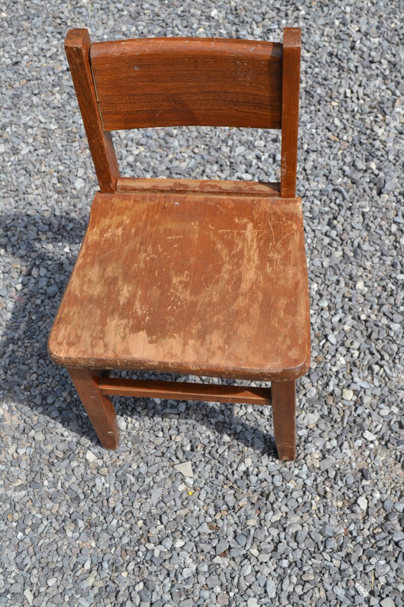 Vintage Wood School Desk Chair Child Size Kids Childrens Craft Etsy