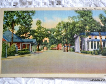 Vintage GEORGIA Post Card Fort McPherson Entrance Atlanta Souvenir Postcard Memorabilia Paper Ephemera PanchosPorch