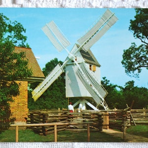 vintage VIRGINIE carte postale Williamsburg Robertsons moulin à vent carte postale inutilisée souvenirs publicité papier éphémères PanchosPorch