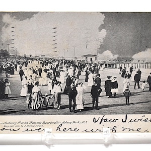 Carte postale vintage ASBURY PARK New Jersey célèbre promenade 1908 noir blanc photo souvenir carte postale souvenirs papier éphémères PanchosPorch