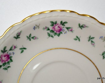 Vintage Sweet Briar Saucer Petit Floral Rose Rose Buds Pattern Gold Trim Tru Tone by Princess China USA Spring Summer PanchosPorch