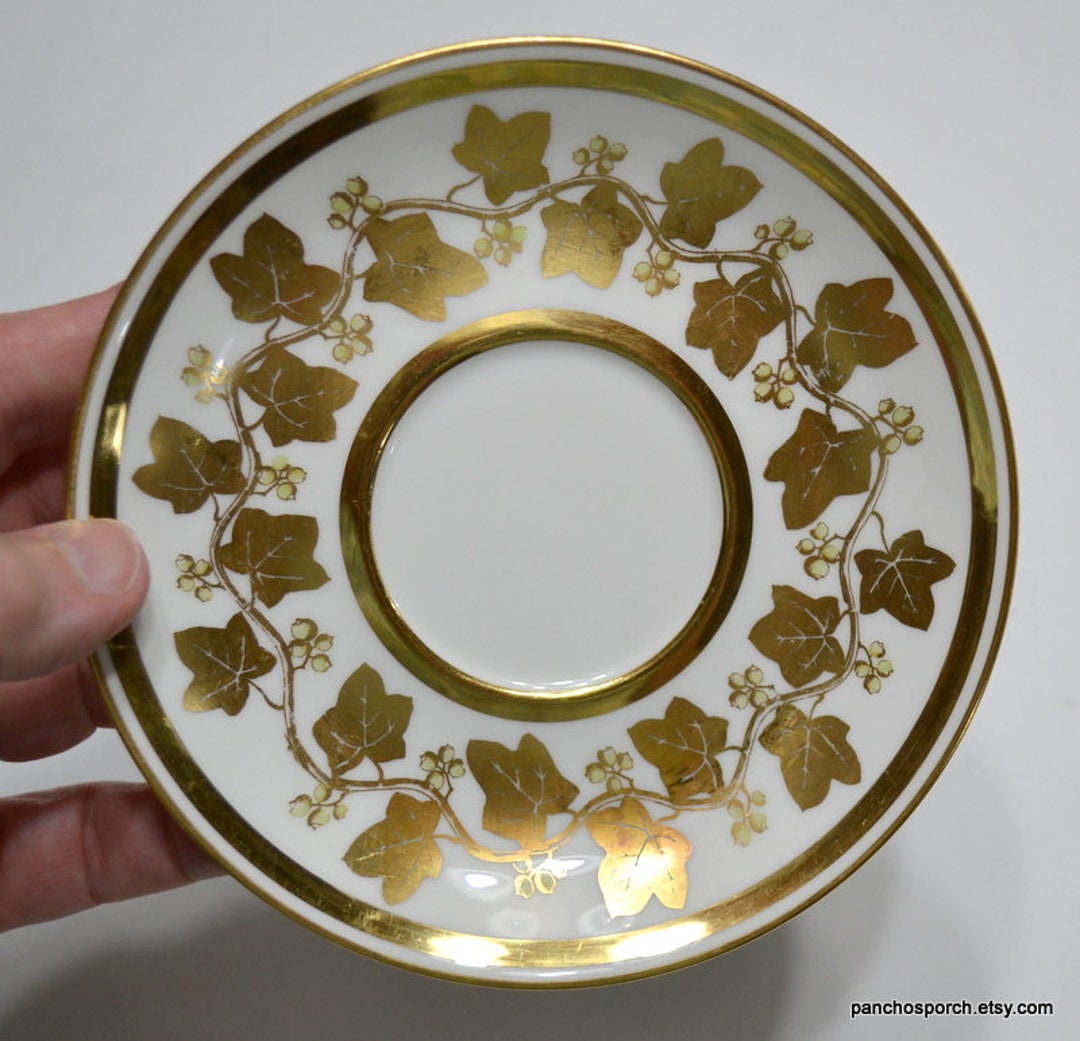 Vintage LIMOGES Saucer Gold Ivy Leaves JPL Mark Jean Pouyat Limoges
