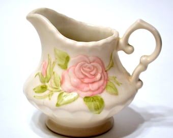 Vintage Metlox Vernon Creamer: Rose Pink Floral California Pottery