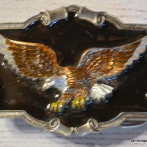 Vintage Flying Eagle Belt Buckle Pewter 1983 Great American Buckle Company Mens Accessory PanchosPorch