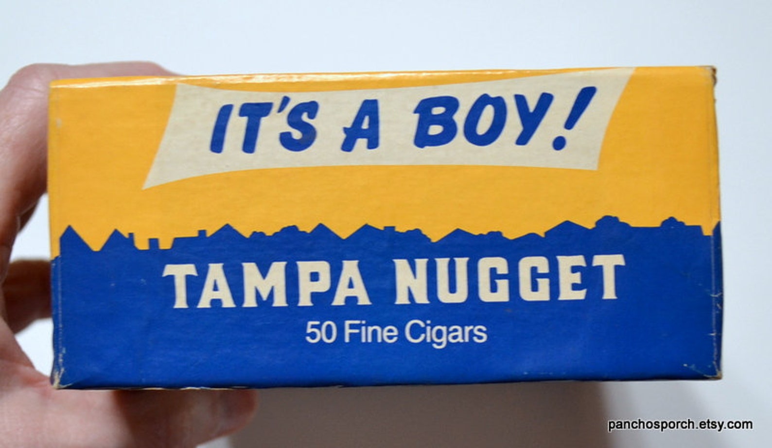 Vintage Tampa Nugget Its A Boy Cigar Box Blue Yellow Stork Etsy